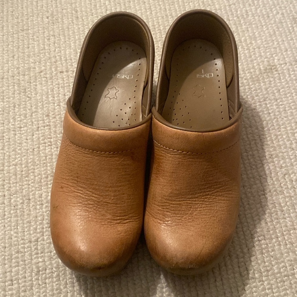 Professional distressed honey Dansko shoes